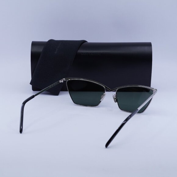 🕶️ New Saint Laurent SL637 002 Sunglasses - Silver Frame, Grey Lenses - Picture 12 of 13